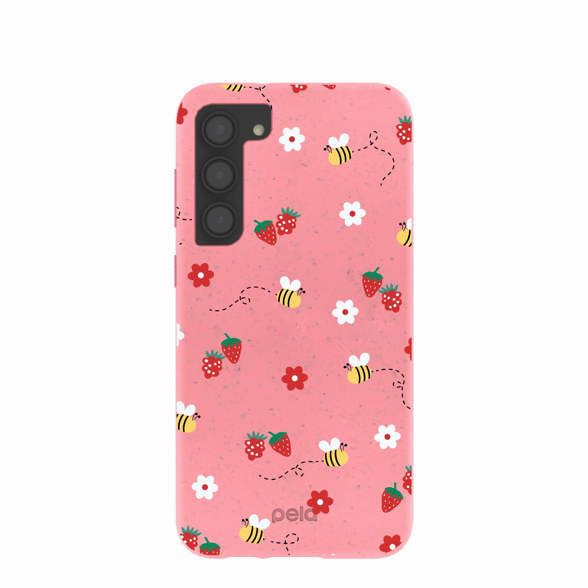 Bubblegum Pink Bees n Berries Samsung Galaxy S23 (Plus) Case Elegant Edge