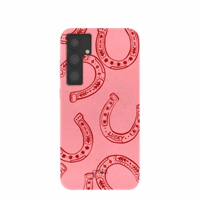 Bubblegum Pink Lucky Horseshoe Samsung Galaxy S24 (Plus) Case Luxury Accent