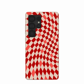 Seashell Red Checks Samsung Galaxy S25 Ultra Case Soft Feel