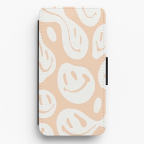 Elegant Build Texture Smooth Texture Pattern Trippn Smiley - Orange Flip / Wallet Phone Case