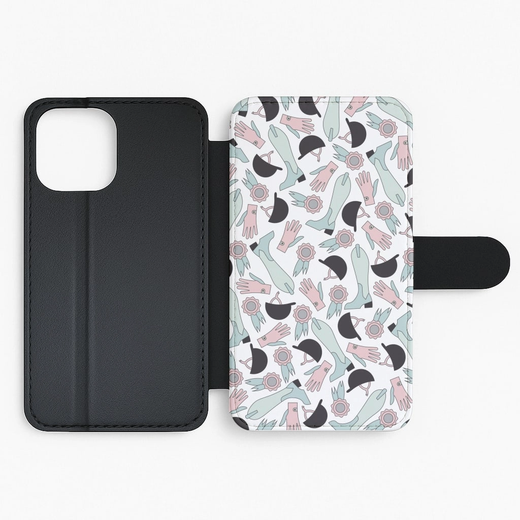 Clothing Patterns - Horses Flip / Wallet Phone Case Hybrid Look Polished Finish
