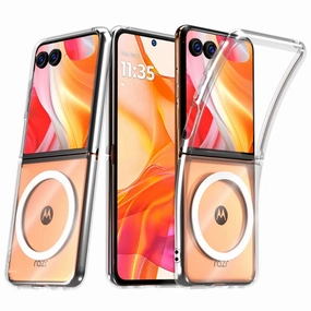 Flexible Texture Motorola Razr 50 Ultra / Razr  (2024) Hybrid Shockproof Clear Slim Acrylic Case Cover Flexible Hinge Rib with MagSafe