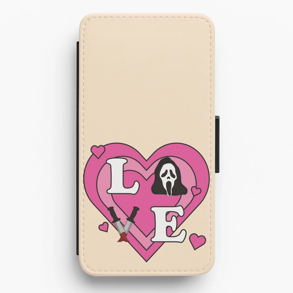Elegant Build Texture Love Ghost Flip / Wallet Phone Case
