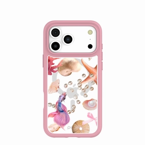 Vivid Pattern Smooth Texture Clear Aqua Dreams iPhone 17 Pro Max Case With Petal Pink Ridge (MagSafe included)