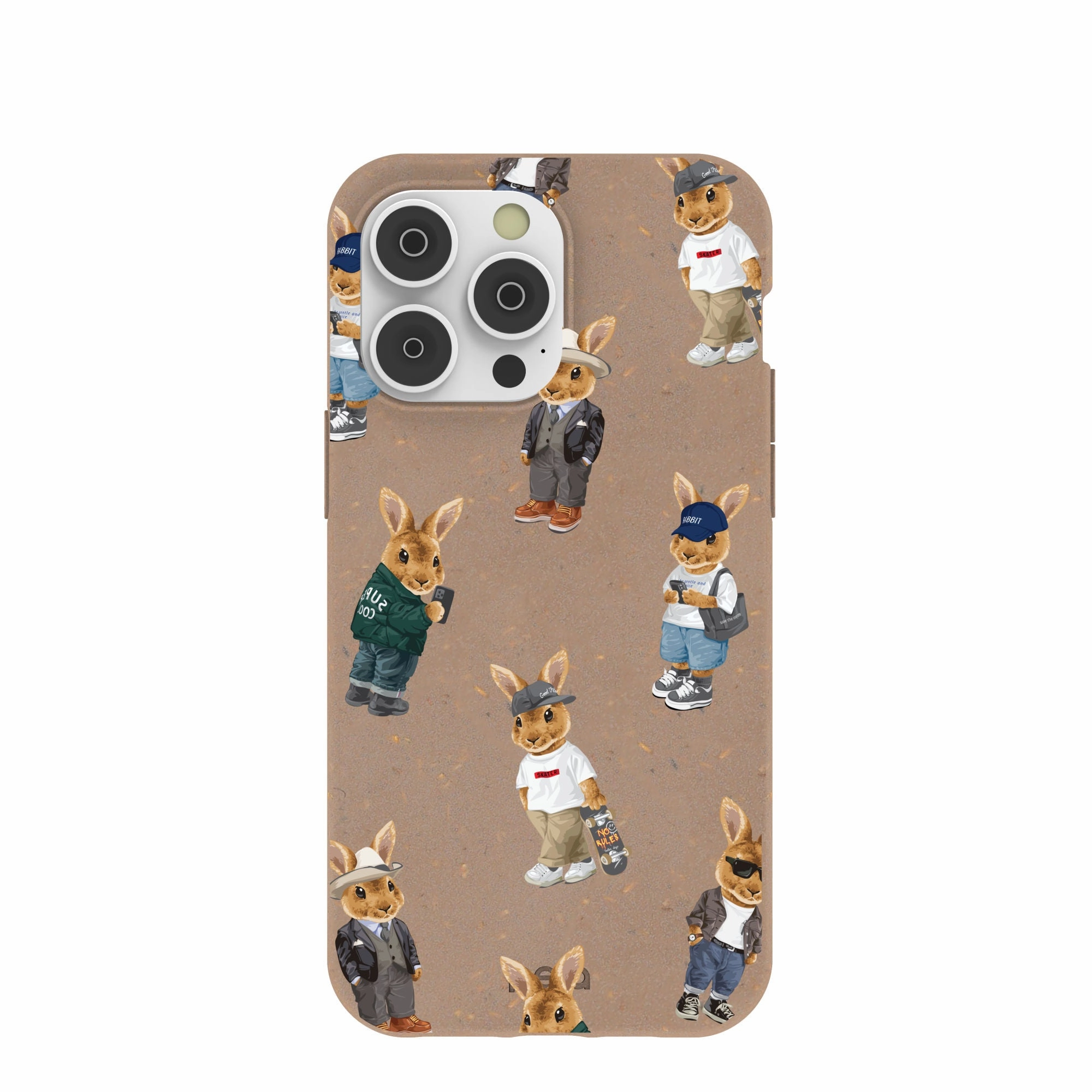 Chocolate Brown Rabbit Friends iPhone 14 Pro Max Case Protective Pattern