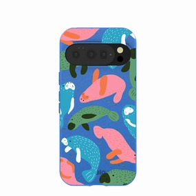 Electric Blue Sea Cows Google Pixel 10/10 Pro Case Modern Accent Premium Edge