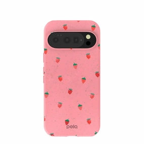 Bubblegum Pink Summer Berries Google Pixel 10/10 Pro Case Button Cover Luxury Finish Texture