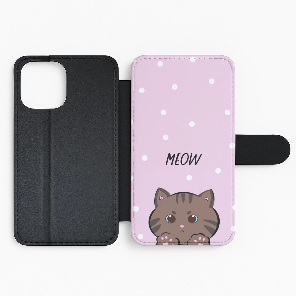 Smooth Finish Touch Meow Purple - Cats Flip / Wallet Phone Case