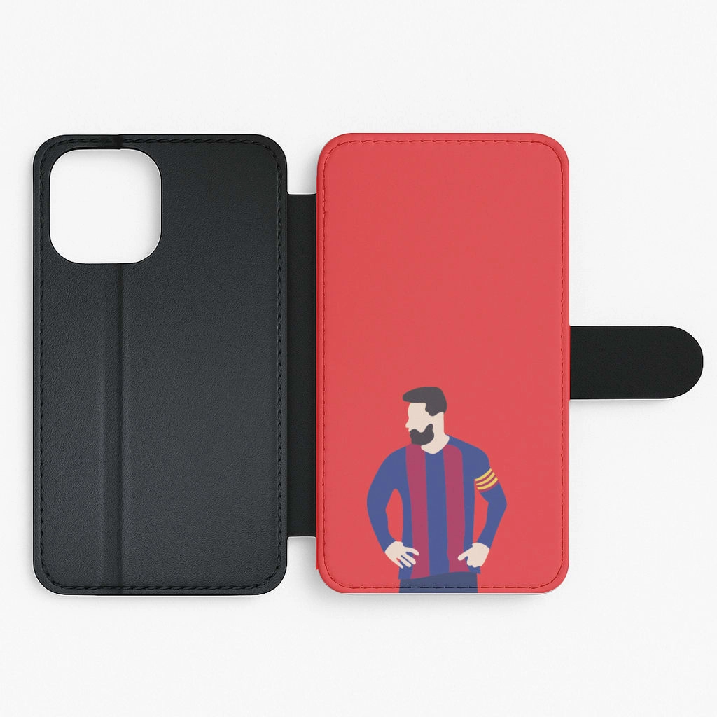 Messi Barca Flip / Wallet Phone Case Soft Layered Design Rugged Surface Build