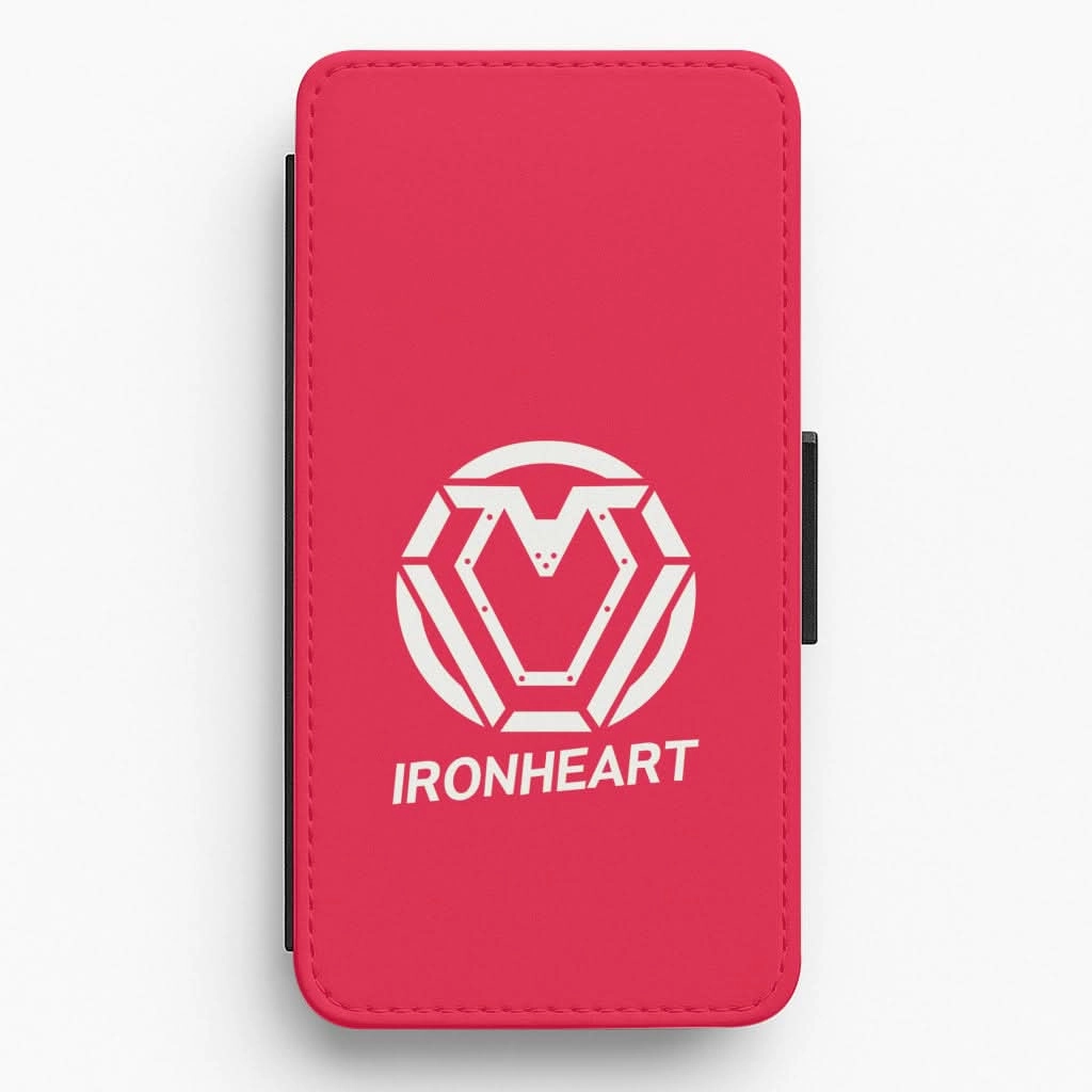 Grip Enhanced Metal Heart Symbol Flip / Wallet Phone Case