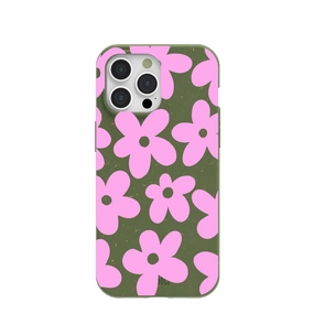 Modern Accent Forest Floor Pink Blooms iPhone 15 Pro Max Case