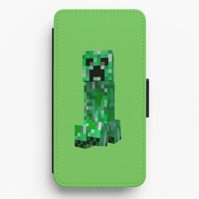 Mining Creeper Flip / Wallet Phone Case Shock Absorbing Sleek Appearance