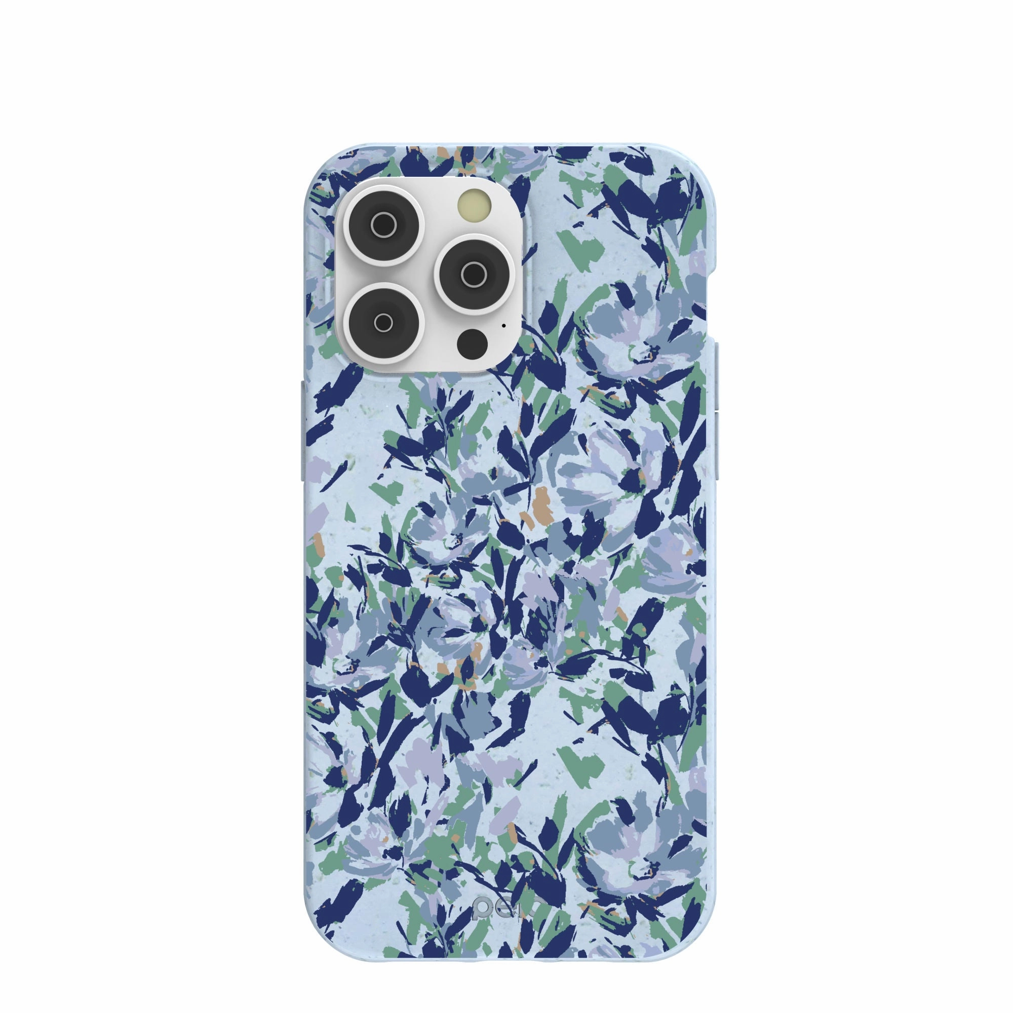 Gloss Finish Texture Slim Design Powder Blue Blue Blooms iPhone 14 Pro Max Case