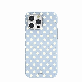 Matte Look Finish Simple Style Powder Blue Indigo Dots iPhone 15 Pro Max Case