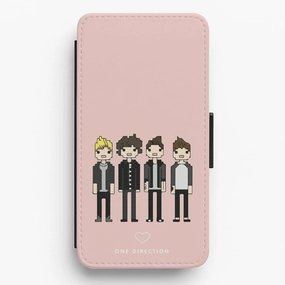 Cartoon One Direction Flip / Wallet Phone Case Rugged Outline Travel Accessory