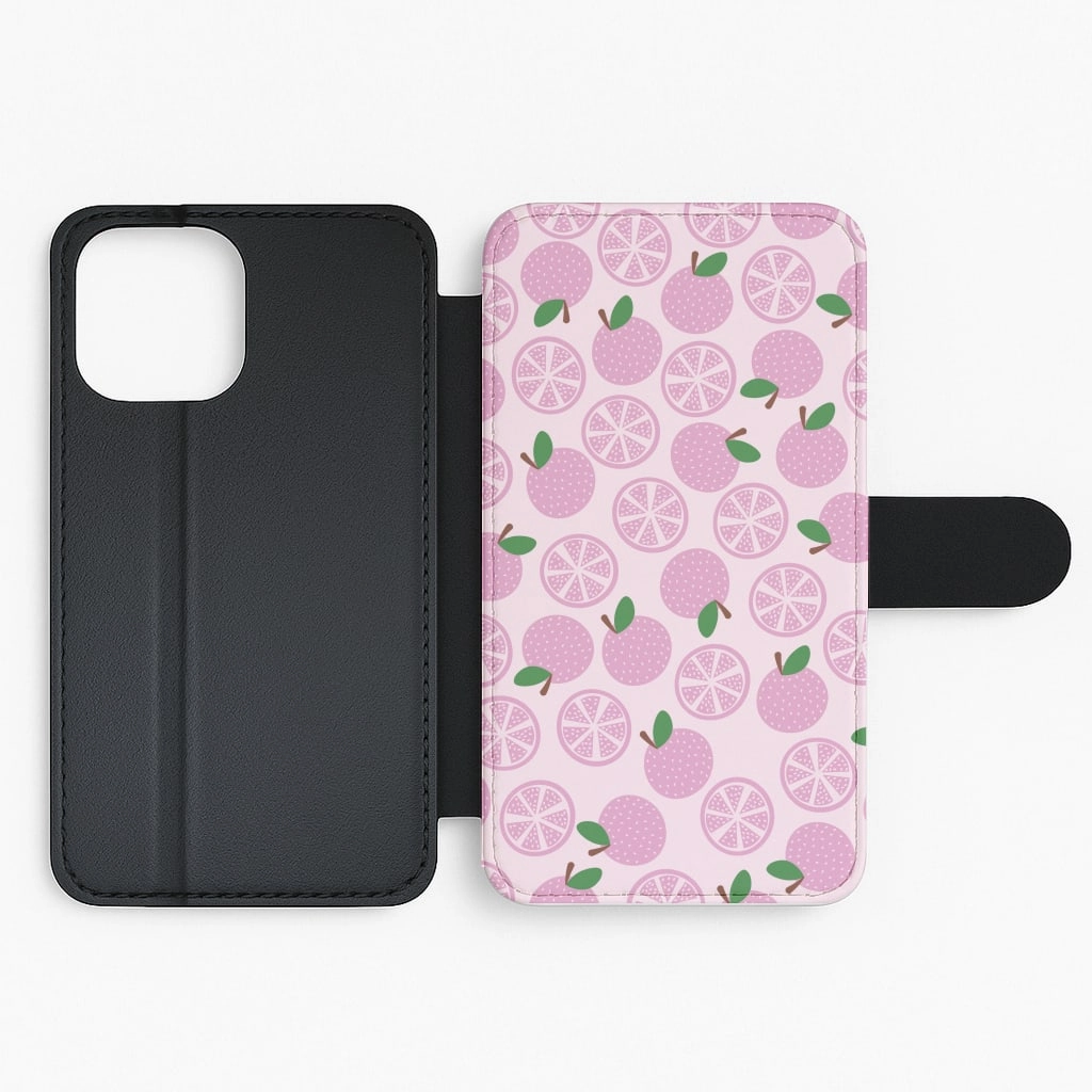 Textured Grapefruit Pattern Flip / Wallet Phone Case Creative Accent