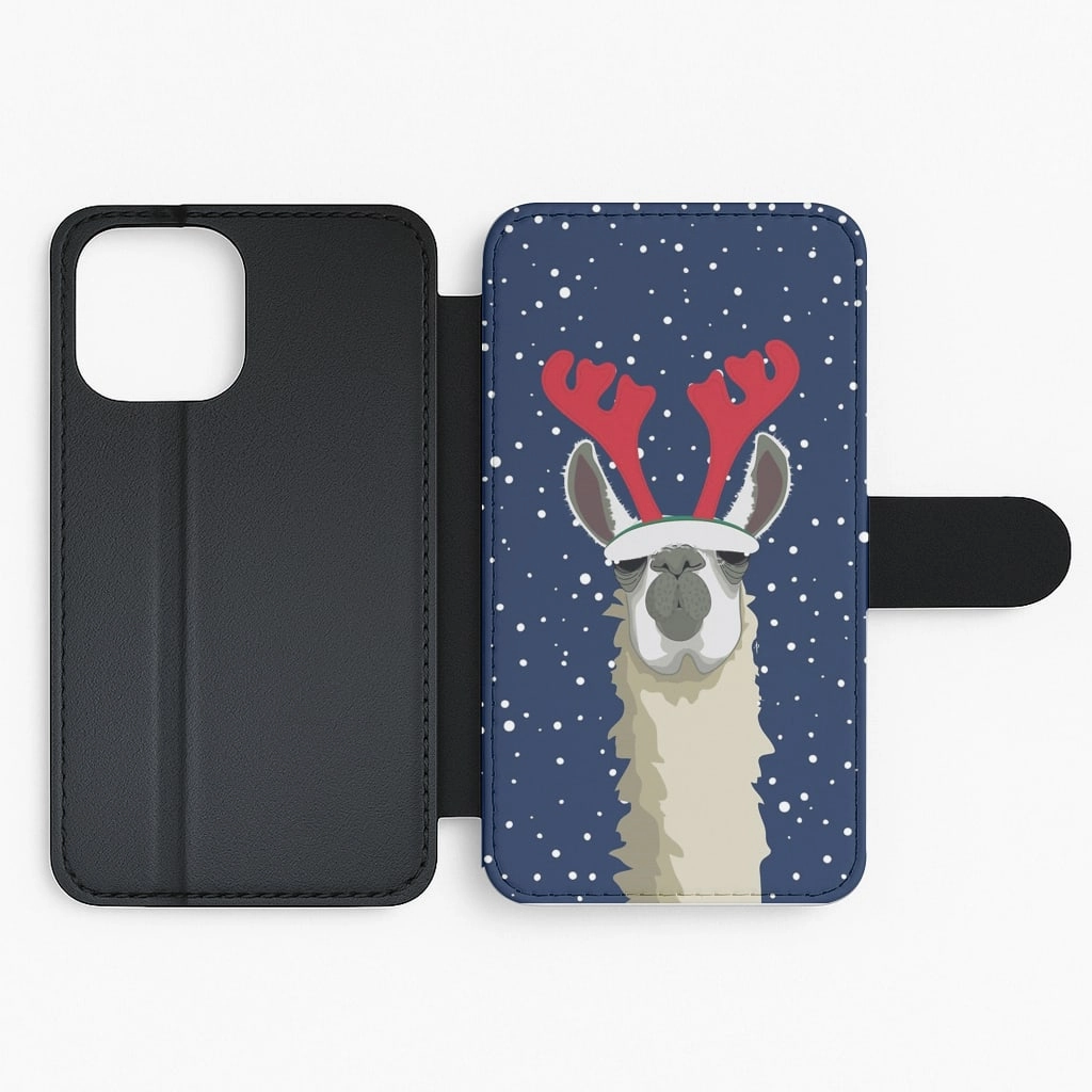 Durable Accessory Soft Finish Texture Let It Snow Reindeer Flip Wallet Phone Case