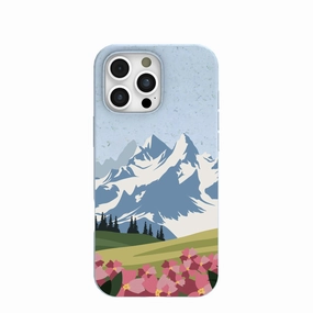 Powder Blue Mountains and Blooms iPhone 16 Pro Max Case Hybrid Texture Modern Touch