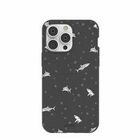 Black Lil Sharks iPhone 14 Pro Max Case Urban Minimalism Matte Surface Design