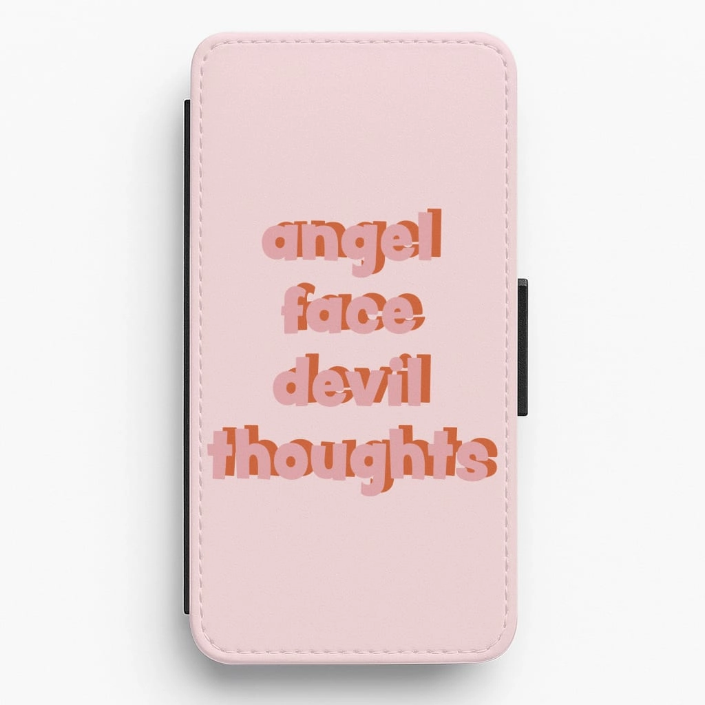 Angel Face Devil Thoughts Flip / Wallet Phone Case Comfort Shield Texture Premium Detail
