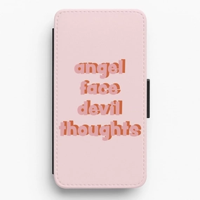 Angel Face Devil Thoughts Flip / Wallet Phone Case Comfort Shield Texture Premium Detail