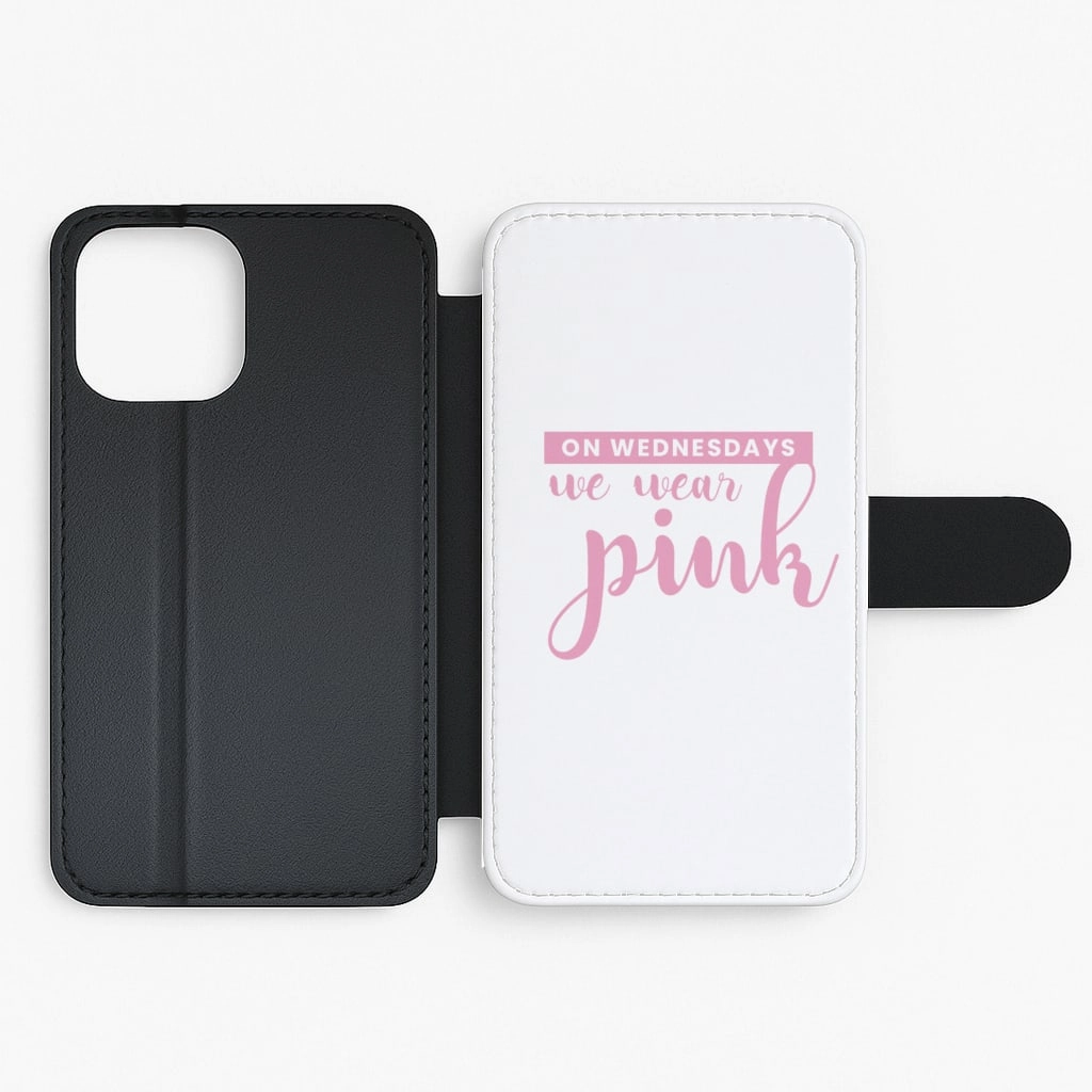 Sleek Build Trendy Look On Wednesdays We Wear Pink - White Mean Girls Flip / Wallet Phone Case