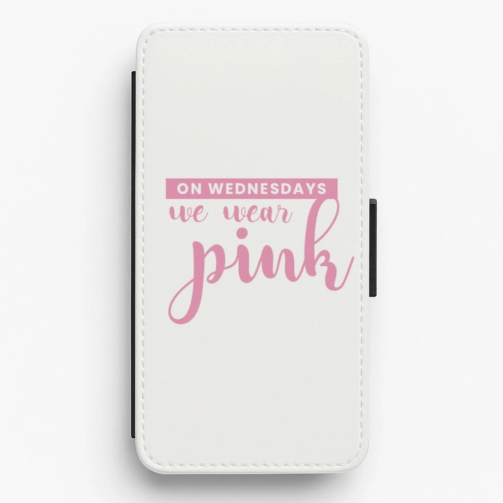 On Wednesdays We Wear Pink - White Mean Girls Flip / Wallet Phone Case Soft Edge Look Simple Look
