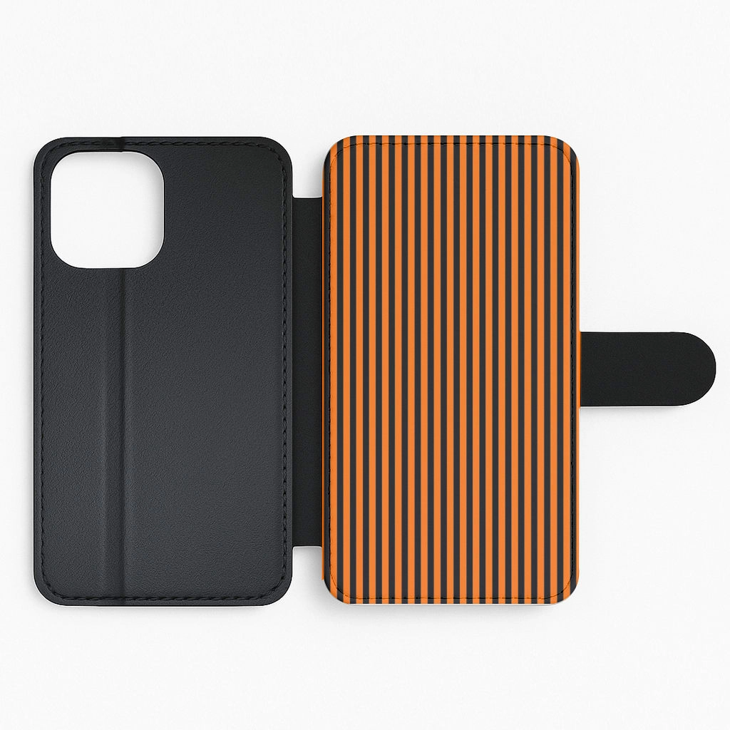 Orange & Black Stripe Flip / Wallet Phone Case Flexible Comfort
