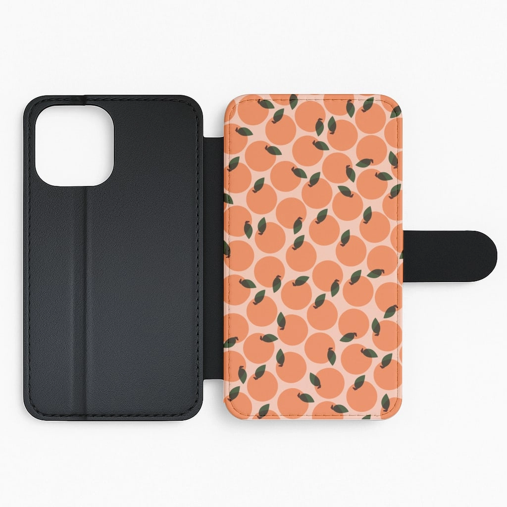 Oranges - Fruit Patterns Flip / Wallet Phone Case Elegant Design Layer Hybrid Texture