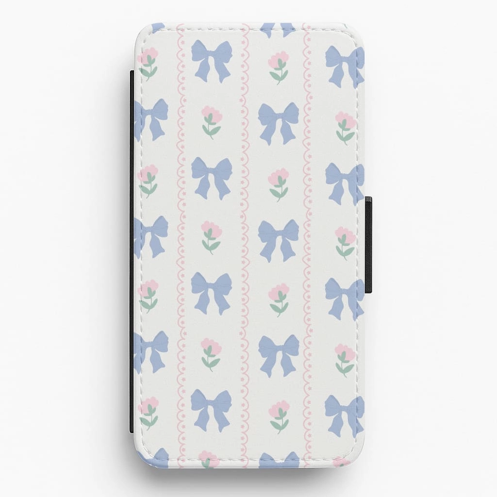 Lightweight Grip Pink Bows Pattern - Clean Girl Aesthetic Flip / Wallet Phone Case