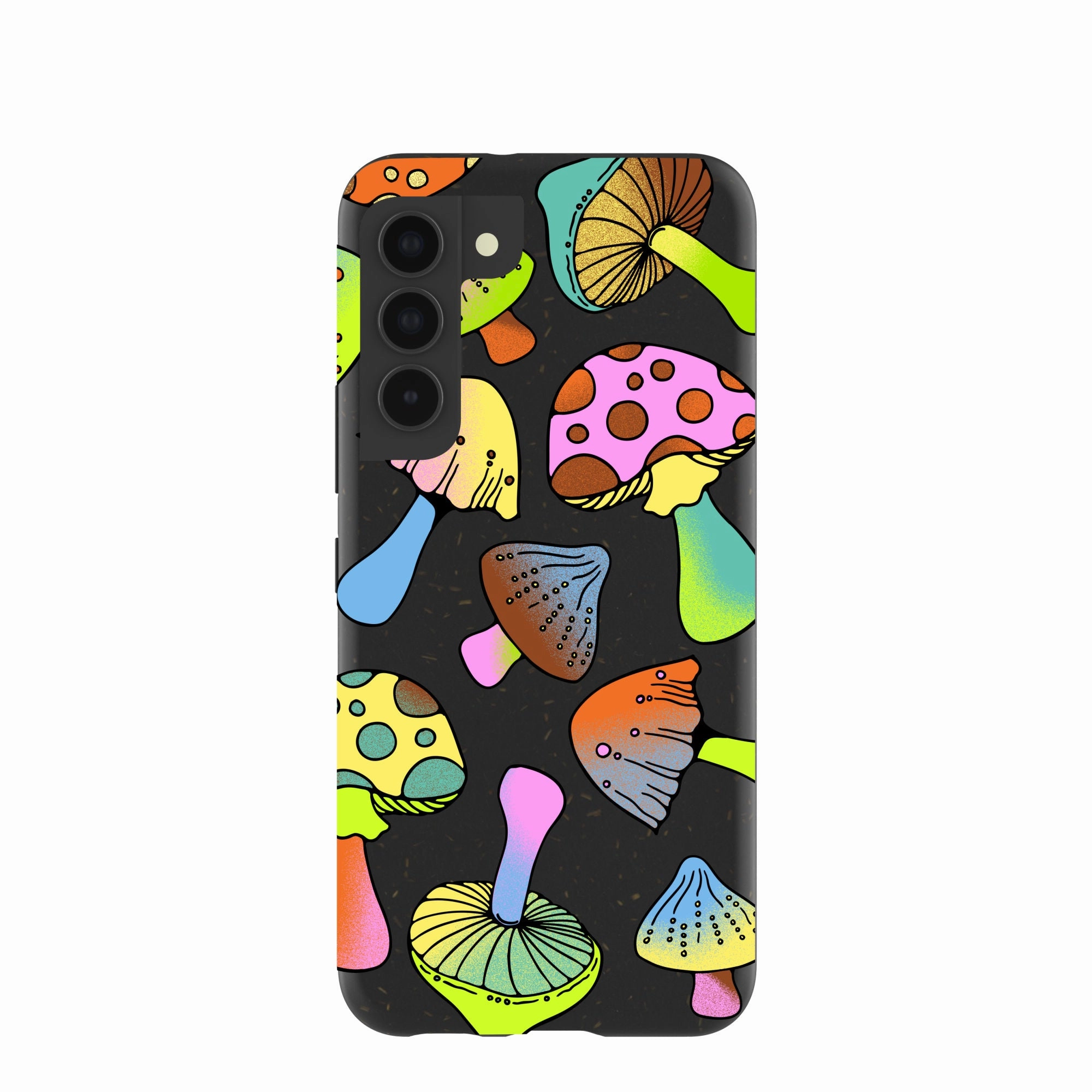 Black Mushroom Party Samsung Galaxy S22 Case Luxury Texture Finish
