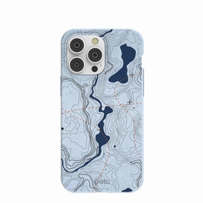 Powder Blue Contour Lines iPhone 14 Pro Max Case Fashion Statement