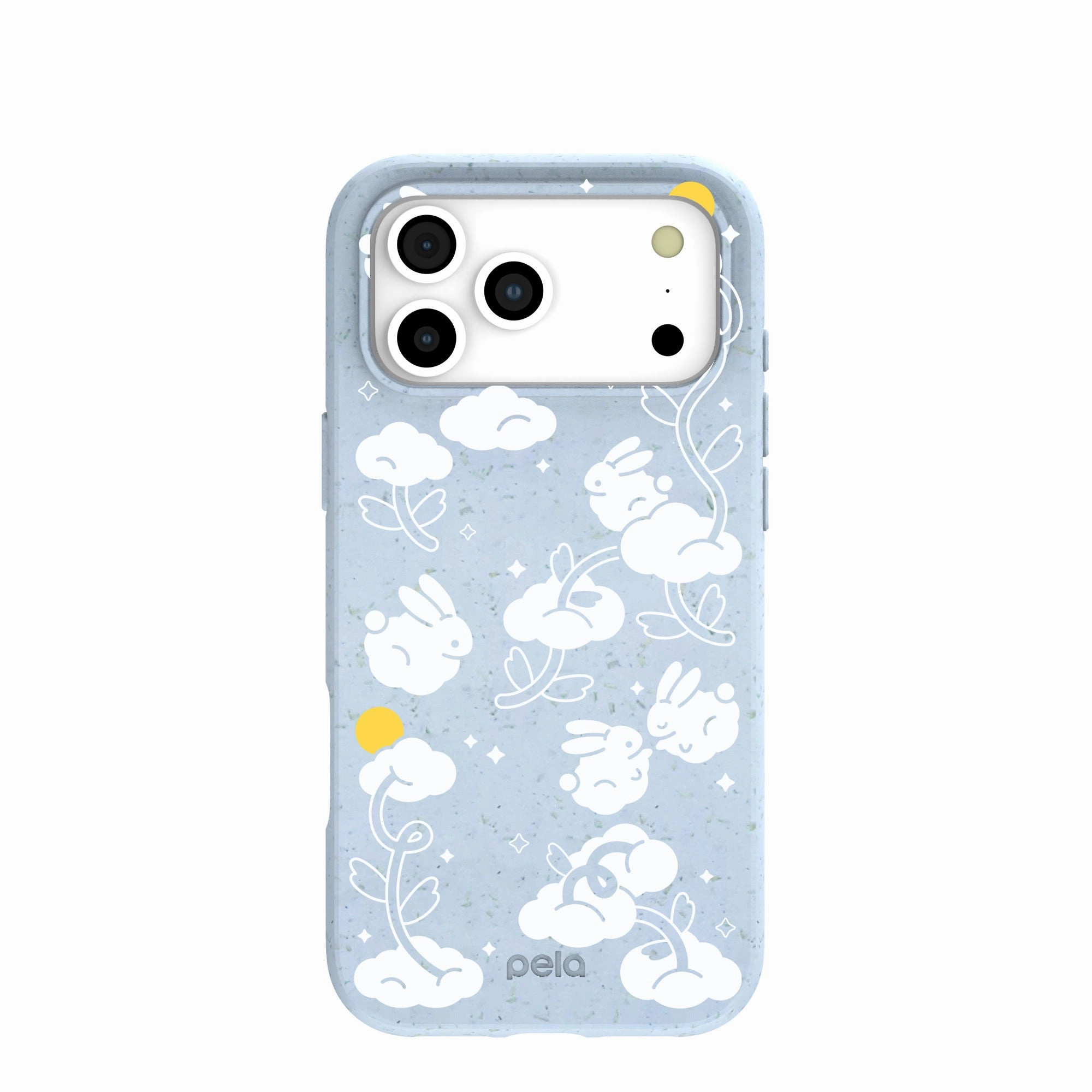 Powder Blue Fluffy Flower iPhone 17 Pro Max Case Gloss Touch