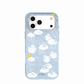 Powder Blue Fluffy Flower iPhone 17 Pro Max Case Gloss Touch