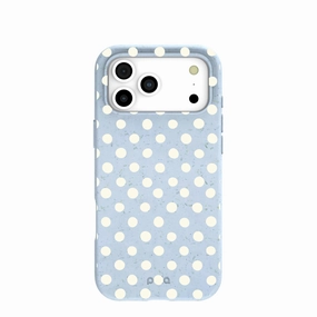 Marble finish Powder Blue Indigo Dots iPhone 17 Pro Max Case