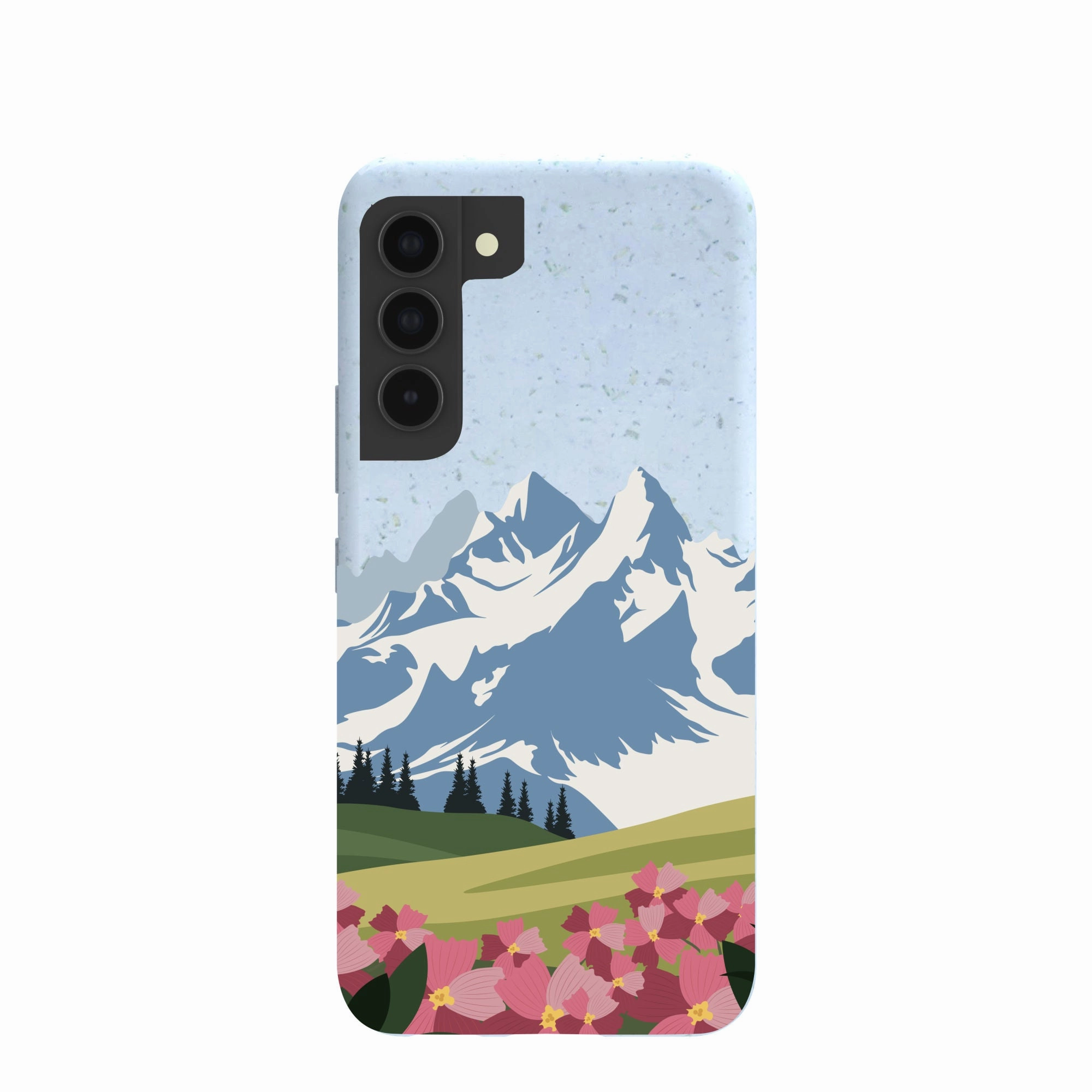 Powder Blue Mountains and Blooms Samsung Galaxy S22 Case Compact Build Protective Gear