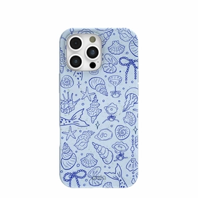Soft coating Powder Blue Ocean Charms iPhone 16 Pro Max Case