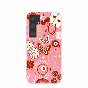 Luxury Finish Texture Bubblegum Pink Feeling Lucky Samsung Galaxy S24 (Plus) Case