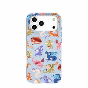 Smooth Look Texture Powder Blue Dragon Cuties iPhone 17 Pro Max Case