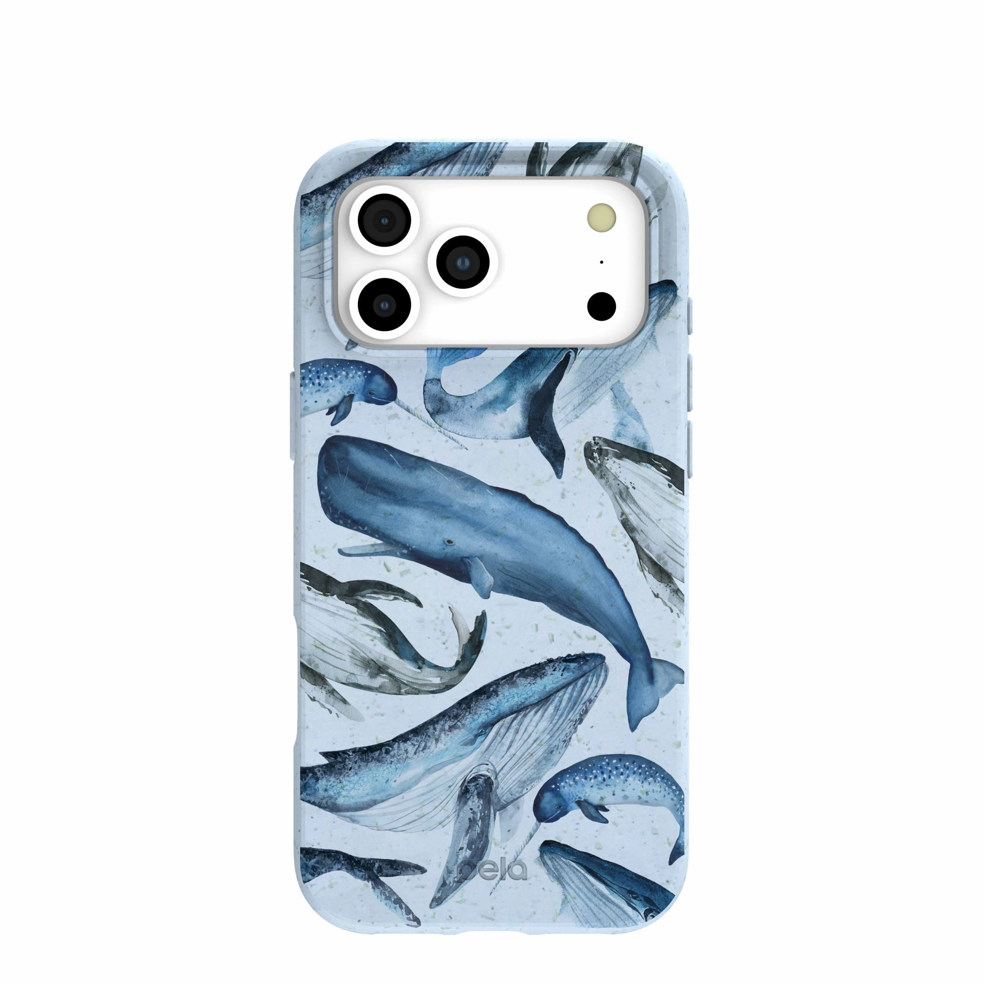 Powder Blue Whales iPhone 17 Pro Max Case Luxury Look Soft Shape