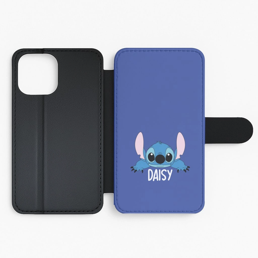 Blue Alien - Personalised Disney Flip / Wallet Phone Case Luxury Finish