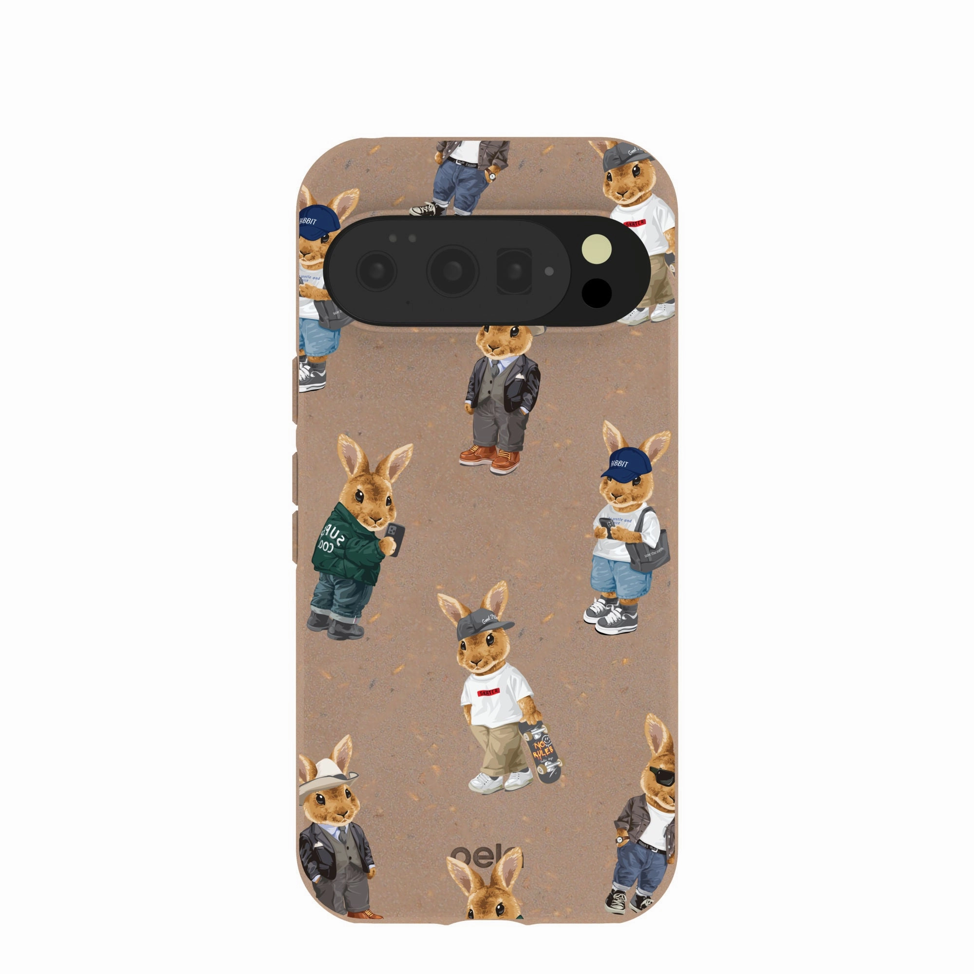 Chocolate Brown Rabbit Friends Google Pixel 10/10 Pro Case Minimal Surface Layer Artistic Print