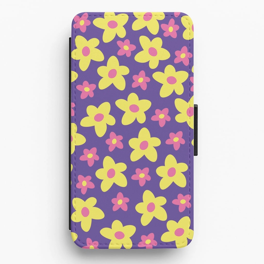Comfort Texture Purple Abstract Floral Pattern Flip / Wallet Phone Case