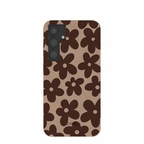 Matte Texture Surface Chocolate Brown Earthy Blooms Samsung Galaxy S24 (Plus) Case