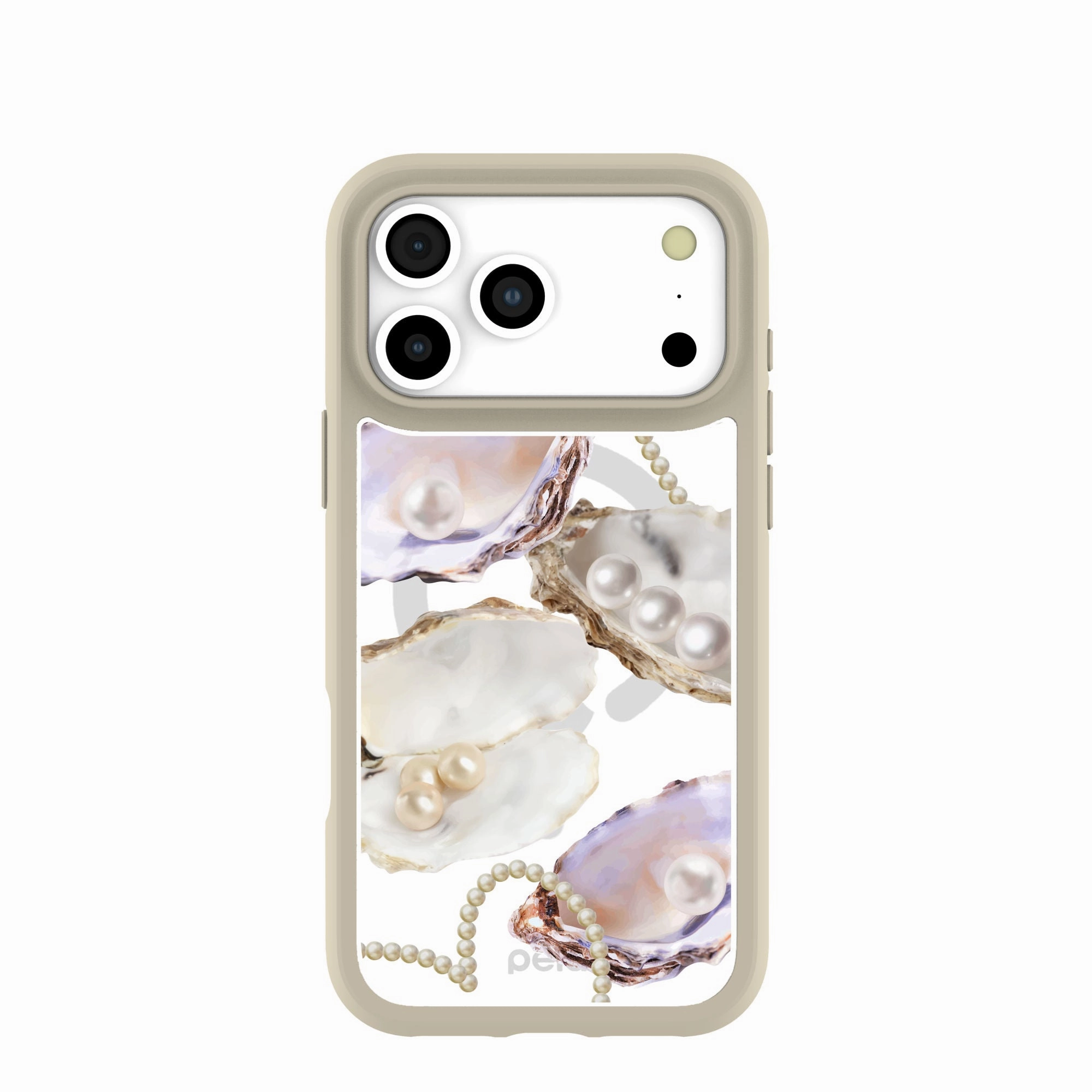 Clear Moonlit Oyster iPhone 17 Pro Max Case With London Fog Ridge (MagSafe included) Minimal Edge