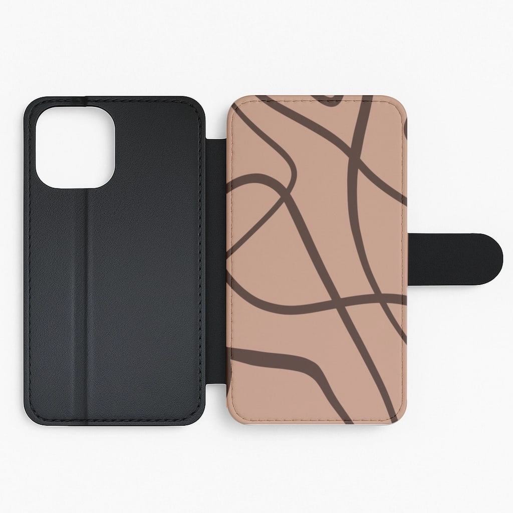 Matte Surface Luxury Coating Lined Abstract Nude Flip / Wallet Phone Case