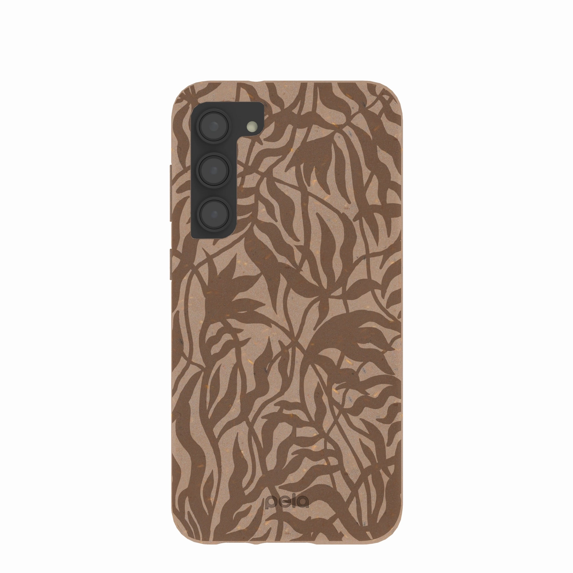 Chocolate Brown Rustic Leaves Samsung Galaxy S23 (Plus) Case Compact Build Elegant Surface Texture