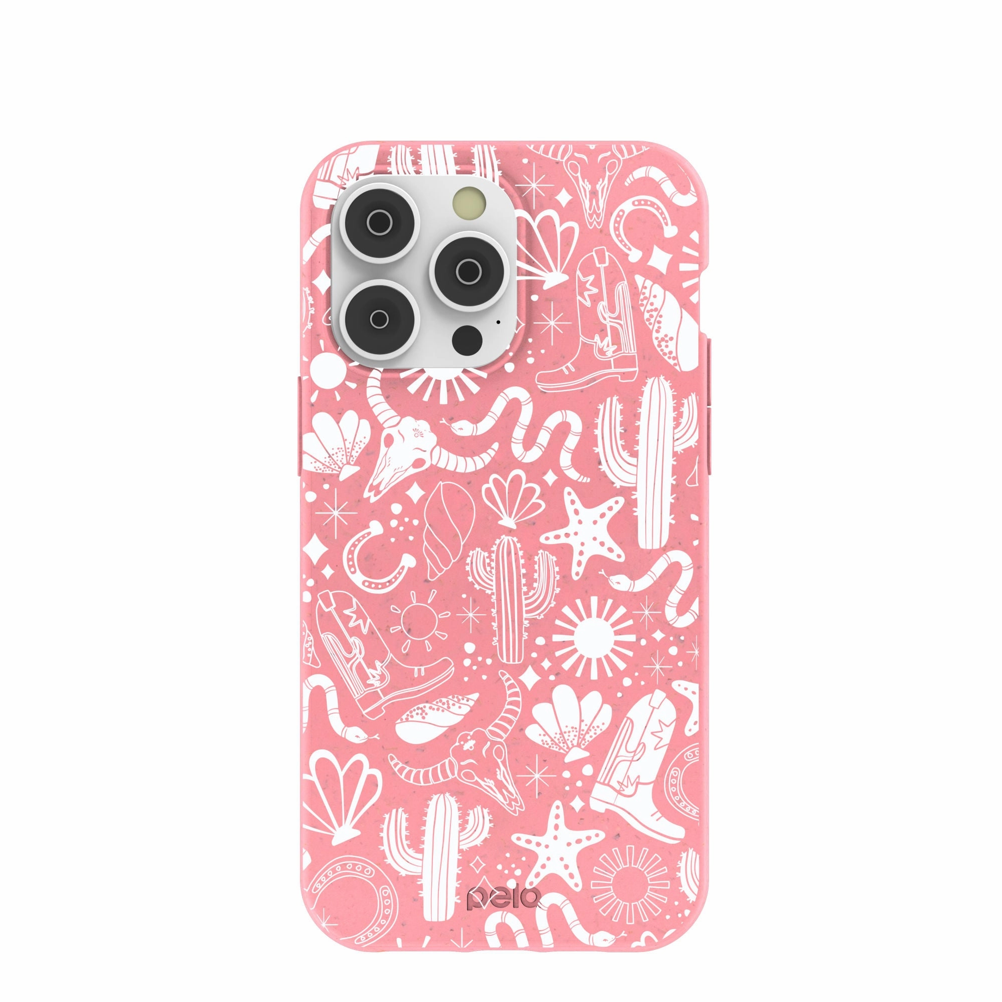 Glossy Pattern Printed Artwork Bubblegum Pink Coastal Rodeo iPhone 14 Pro Max Case