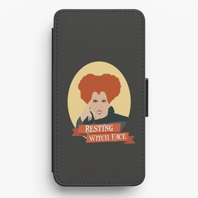Stylish Detailing Resting Witch Face - Hocus Halloween Flip / Wallet Phone Case