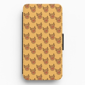 Rudolph Pattern - Christmas Patterns Flip / Wallet Phone Case Compact Design Glossy Finish Look